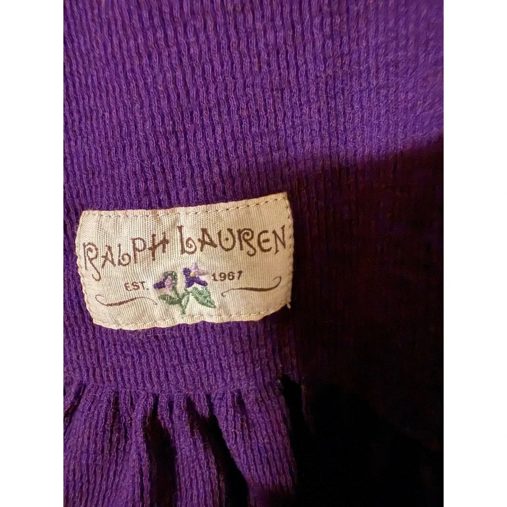 Ralph Lauren Purple Waffle Knit Peplum‎ Henley Top Baby Girls 18M Long Sleeve